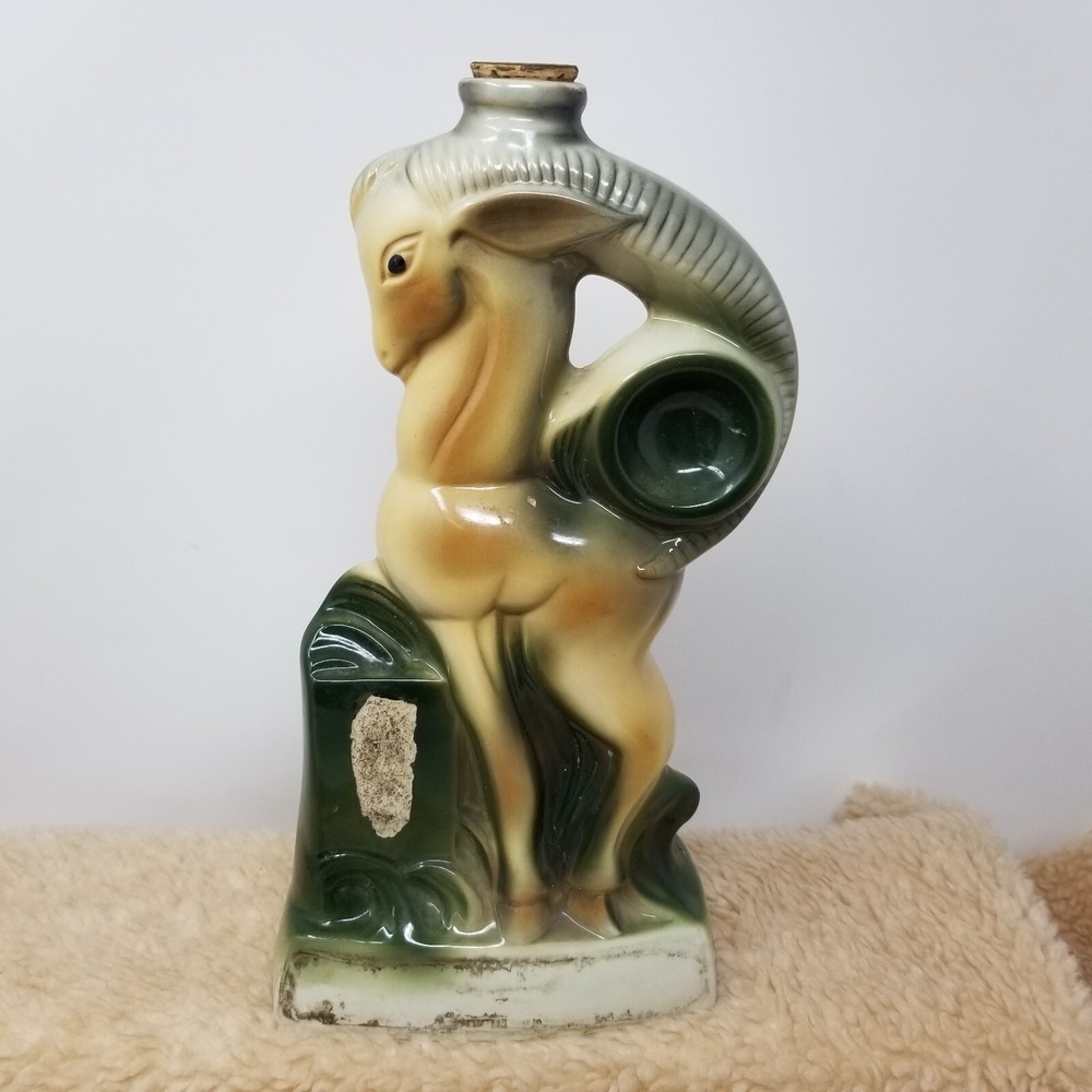 VTG 1958 Jim Beam Ram Shaped Decanter Bottle NO Stickers Empty Look